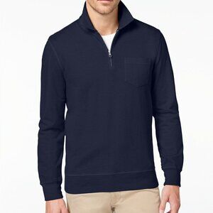Club Room Navy Blue Men's Quarter-Zip Knit Long Sleeve Shirt
